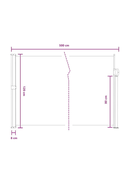 vidaXL Странична Тента За Тераса Бежова 5x1.2m