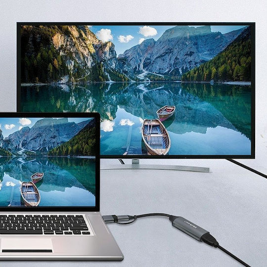 Qoltec Convector USB-A / USB-C Masculin În HDMI Feminin