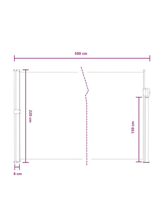 vidaXL Seitliche Markise Terrasse Grau 5x2.2m