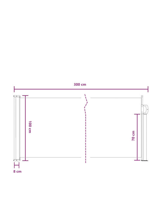 vidaXL Seitliche Markise Terrasse Beige 3x1m