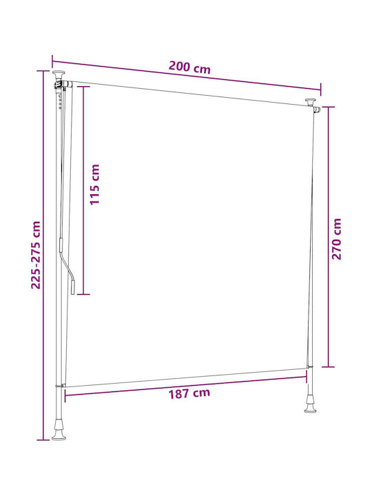 vidaXL Seitliche Zelt Terrasse mit LEDs Mehrfarbig 2x2.7m