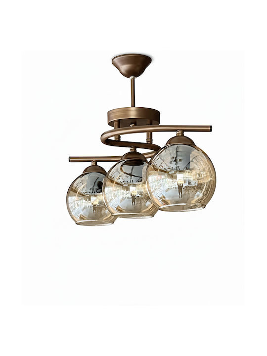 SteweHome Brown Pendant Ceiling Light with E27 Socket 30x46x20cm