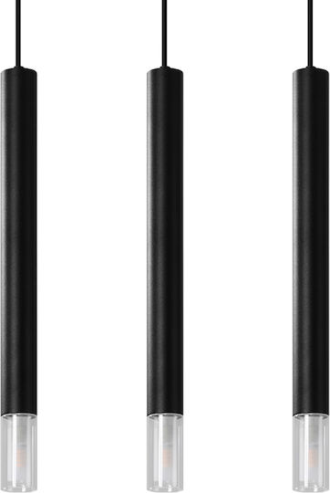 Sollux Wezyr 3 Lustră Suspendată Negru 46.5x17.5cm.