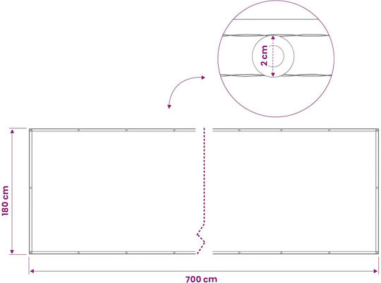 vidaXL Gray Shade Divider with PU Coating 1.8x7m 160gr/m²