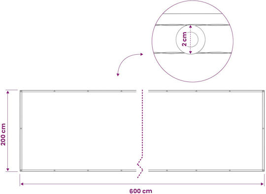 vidaXL Grey Shade Fabric Porch Divider with PU Coating 2x6x6m 160g/m²