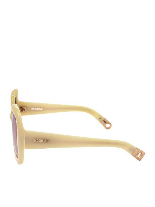 JACQUEMUS Unisex Γυαλιά Ηλίου με Μπεζ Σκελετό και Ροζ Φακό
