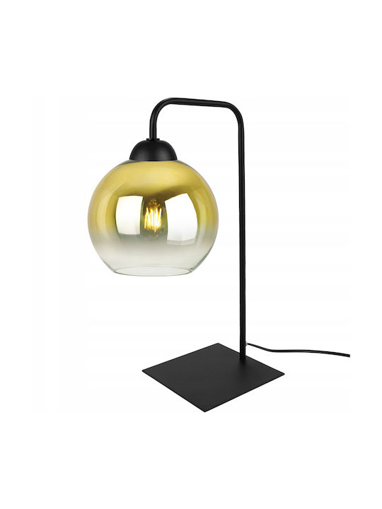 Light Home Glas Tischlampe für Fassung E27 mit Schwarz Schirm und Basis