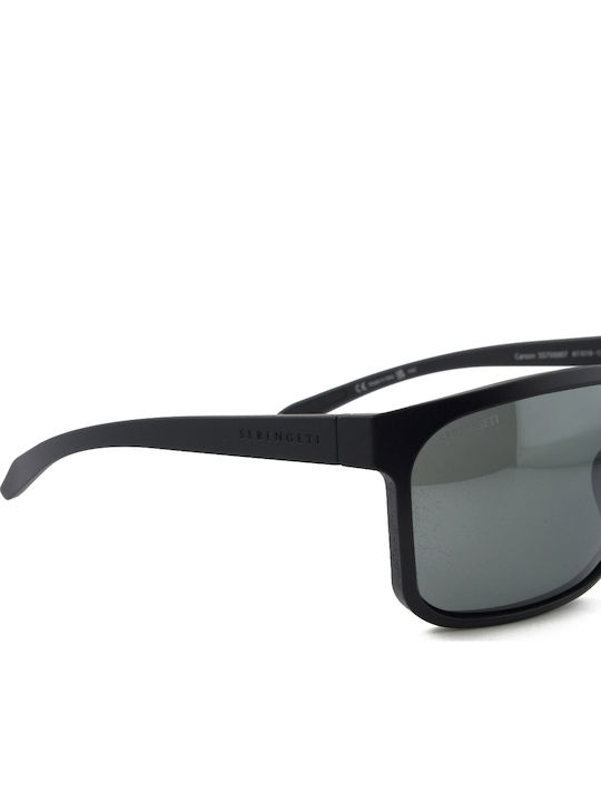 Serengeti Unisex Sunglasses With Black Horn-Rimmed Frame And Black Polarized Mirror Lens Serengeti Unisex Sunglasses With Black Horn-Rimmed Frame And Black Polarized Mirror Lens