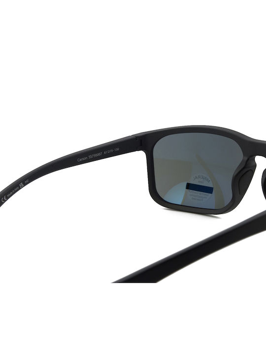 Serengeti Unisex Sunglasses With Black Horn-Rimmed Frame And Black Polarized Mirror Lens