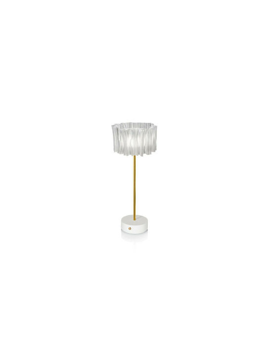 Slamp Accordeon Metal Table Lamp LED with Transparent Shade and White Base
