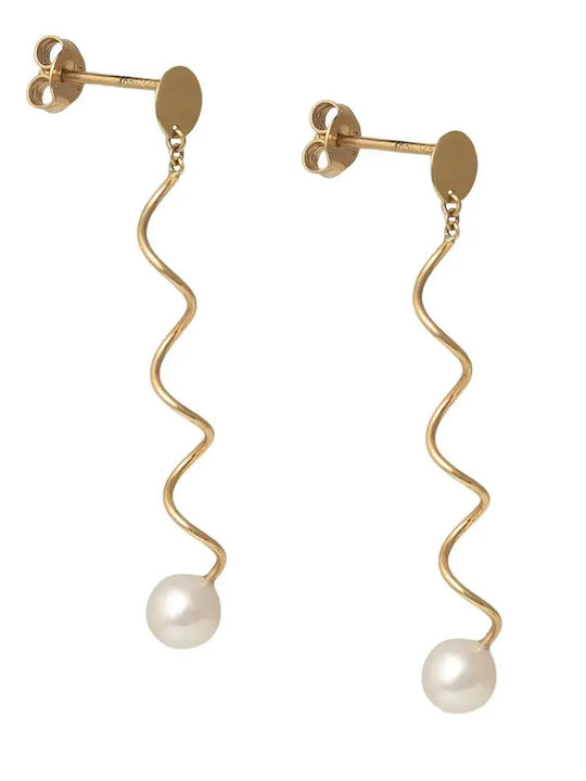 Dangle Earrings From 9K Gold With Pearls