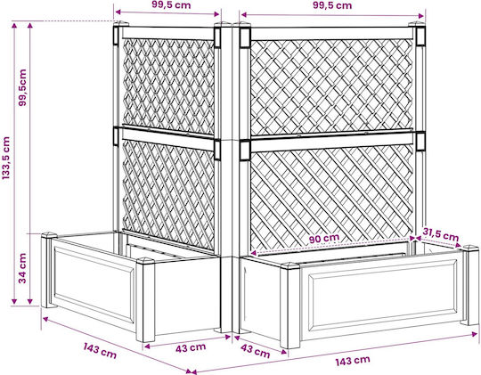 vidaXL Σετ 2 Γλάστρες Πλαστικές Ανθρακί 143x133.5εκ.