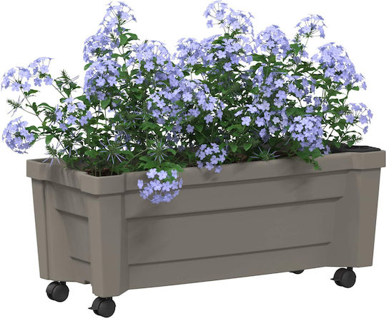 vidaXL Пластмасова Саксия За Цветя Сива 79x35x33см