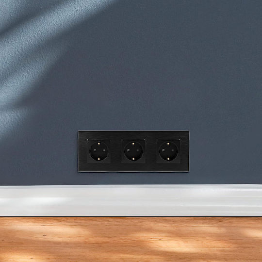 Navaris Priză Electrică Triplă Neagră