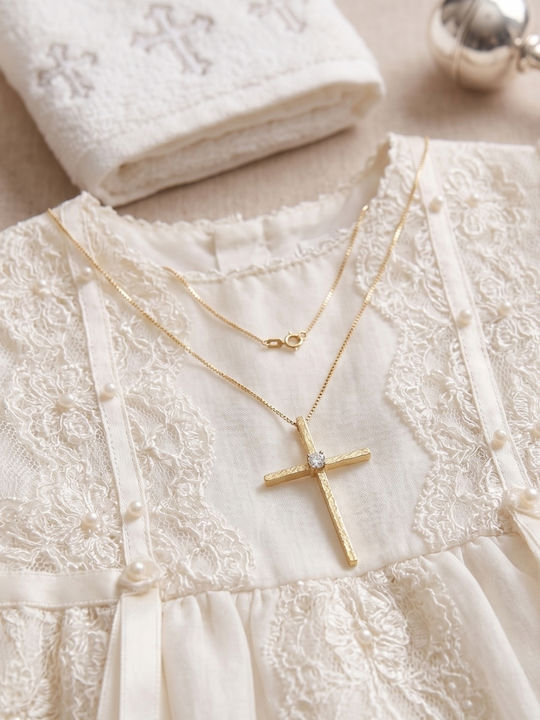 Damen Gold Kreuz 9K mit Kette