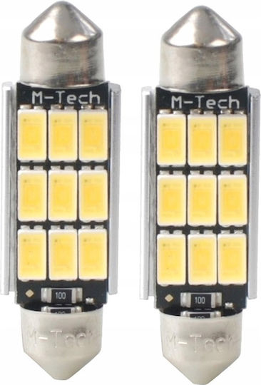 M-Tech Λάμπες Αυτοκινήτου & Μοτοσυκλέτας C5W Canbus LED Θερμό Λευκό 12V 3.2W 2τμχ