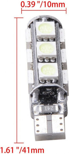 Лампи Автомобила Can Bus 13 Smd 5050 T10 Canbus LED Жълт 12V 1бр