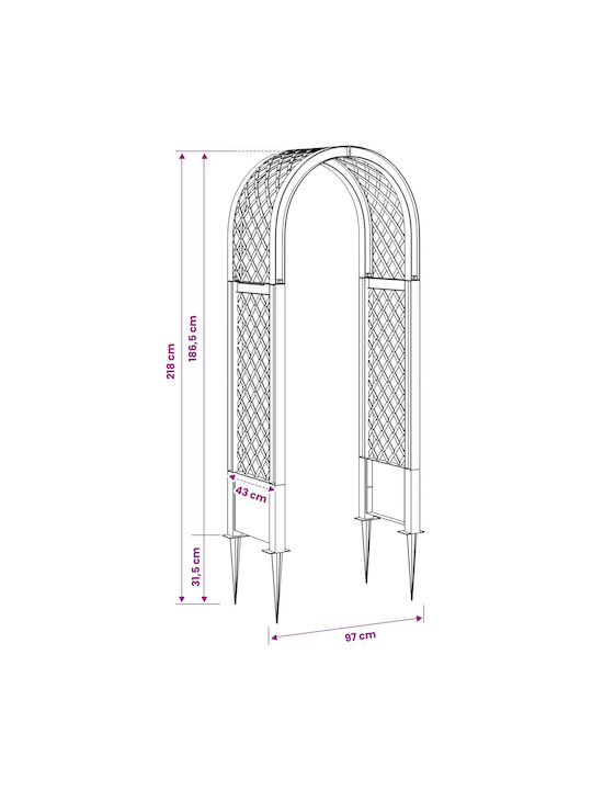 Vidaxl Αψίδα Ρόδων Ακίδες Λευκό 97 X 43 X 218 Εκ Pp