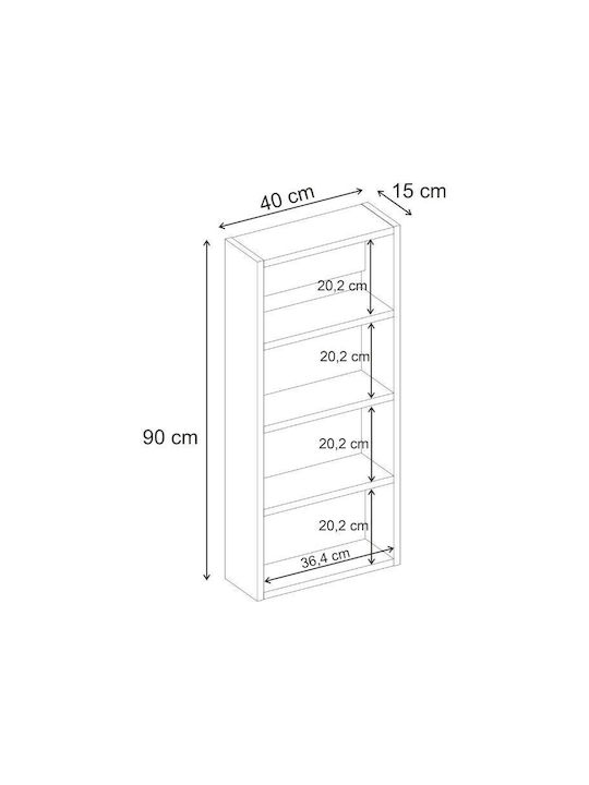 Ράφι Τοίχου Rafina Sapphire Oak 40x15x90εκ.