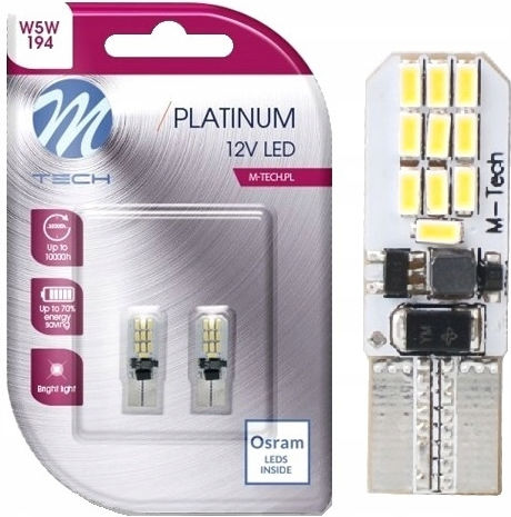 M-Tech Lamps Car T10 / W5W Canbus LED White 12V 2W 2pcs
