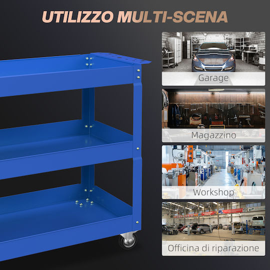 Commercial Kitchen Food Cart Tools 3 Levels 4 Wheels Steel 83l X 35.3w X 76h Cm