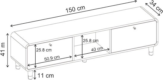 Елемент За Телевизор Doro Sepet Дъб М150xД34xВ41cm