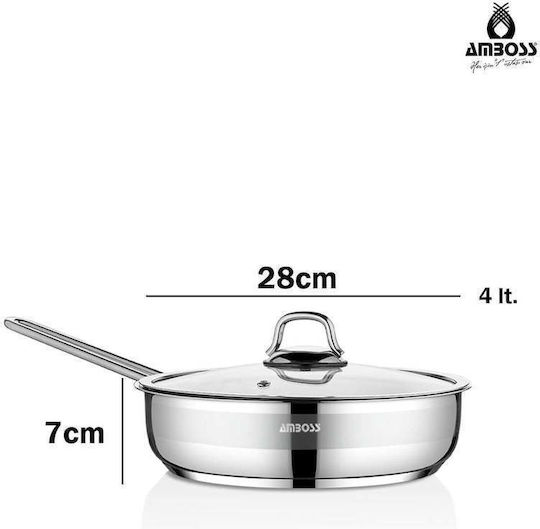 SteweHome SteweHome Rostfreier Stahl Pfanne mit Deckel 28cm