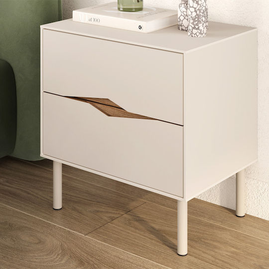 Κομοδίνο Marquise Ξύλινο με Μεταλλικά Πόδια Καφέ 50x35x52.3cm