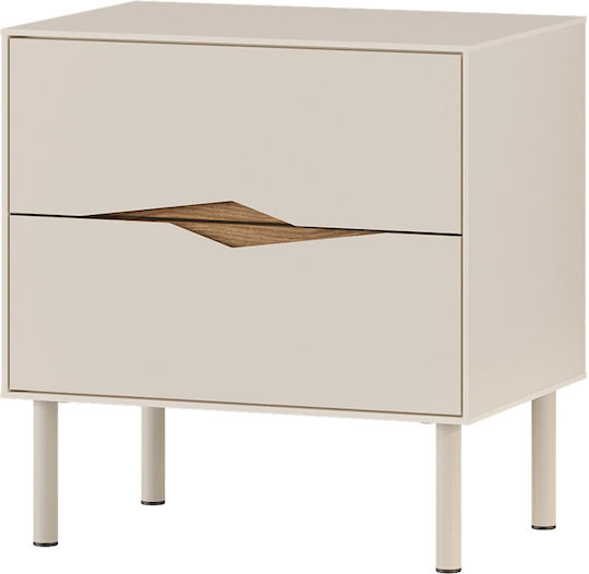 Κομοδίνο Marquise Ξύλινο με Μεταλλικά Πόδια Καφέ 50x35x52.3cm