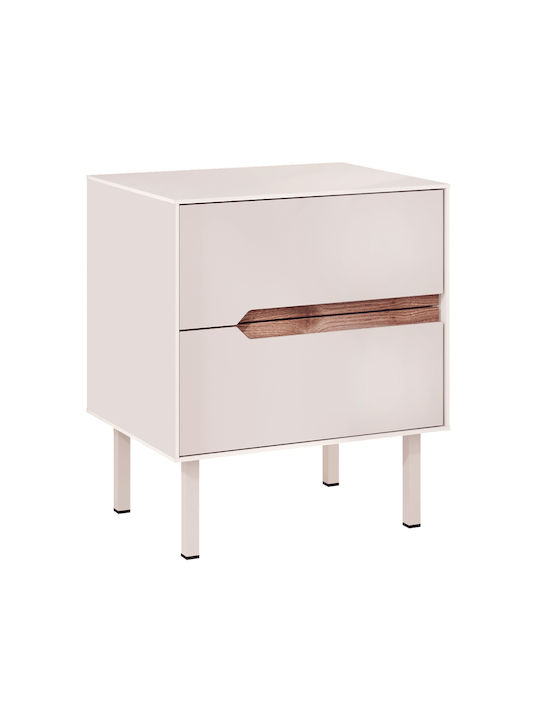 Bedside Table Arch Wooden with Metal Legs Brown 45x35x52.5cm