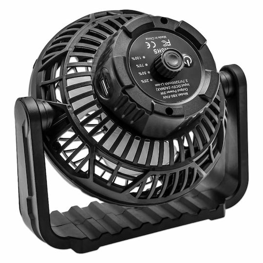 Fan Electric / USB with Water and Lighting and Power Bank 6W Black