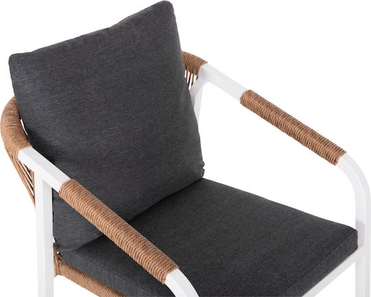 Maerly 7-Teiliges Garten- und Outdoor-Möbelset für Speisesaal Weiß mit Kissen
