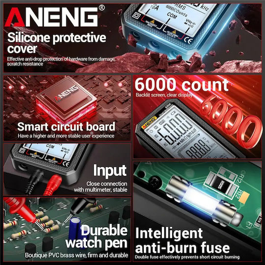 Aneng Aneng 620A Ψηφιακό Πολύμετρο με Καπασιτόμετρο True RMS με Buzzer με Μέτρηση AC / DC / Χωρητικότητας