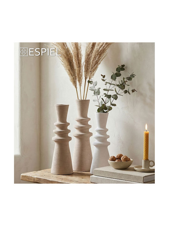 Espiel Decorative Ceramic Beige Vase 11.5x11.5xH28.5cm