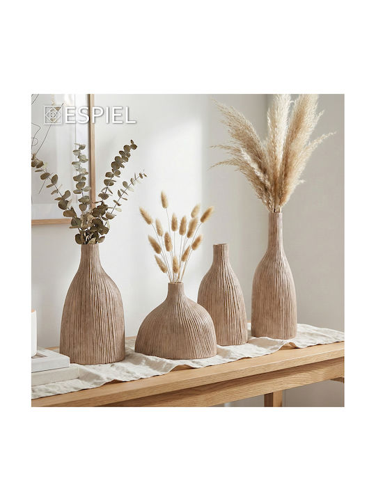 Espiel Decorative Ceramic Beige Vase 17x10.2xH32cm