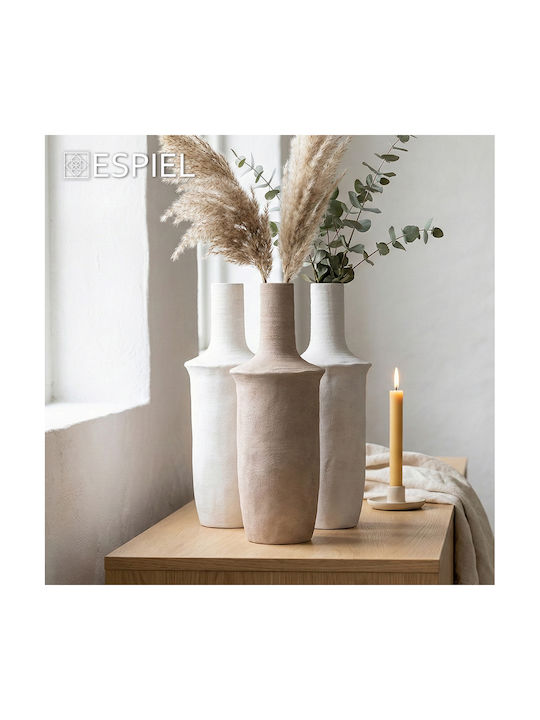Espiel Vază Decorativă Ceramică Bej 14x14xÎnălțime 33cm