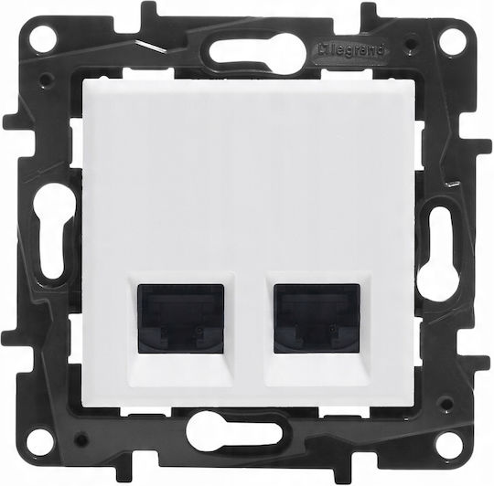 Legrand Niloe Διπλή Πρίζα Δικτύου RJ45 χωρίς Πλαίσιο Τύπου Cat5 σε Λευκό Χρώμα 863160