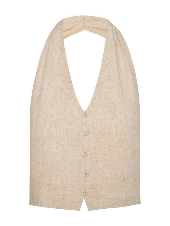 Women's Summer Sleeveless Beige Blouse