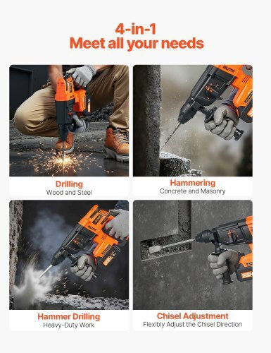 Vevor Demolition Hammer Battery Brushless 20V 1x4Ah with Chuck SDS Plus DC20WSDC28MMG9H4B001V2