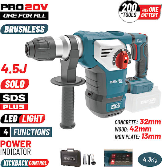 Bormann Pro BBP5335 Ciocan rotopercutor Baterie Fără perii 20V Solo cu Suport SDS Plus 083474