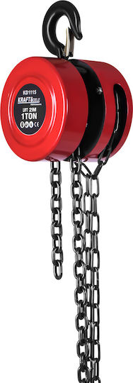 Kraft & Dele Chain Hoist 1T with Chain 2.5 m for Weight Load up to 1t Red