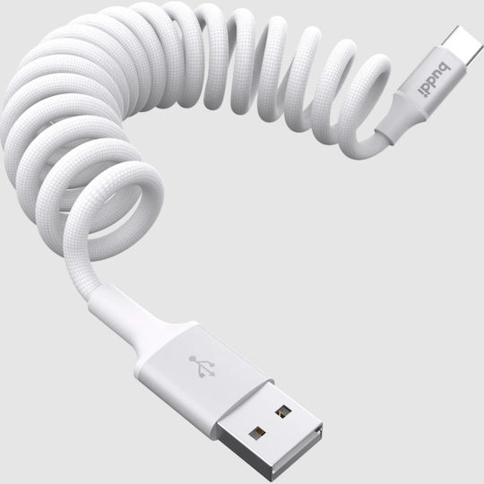 Buddi Flex USB 2.0 Cable USB-C male - USB-A 12W Λευκό 1m