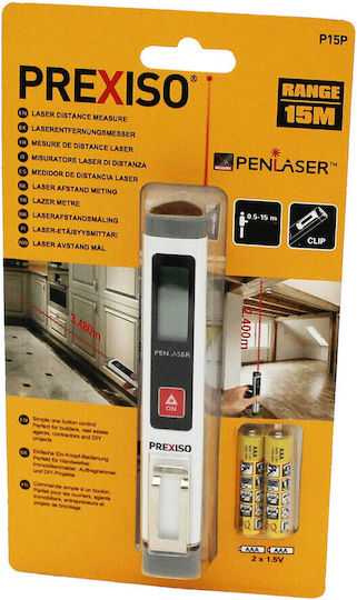 Prexiso Μέτρο Laser P15P με Εύρος Μέτρησης 0.05m-15m