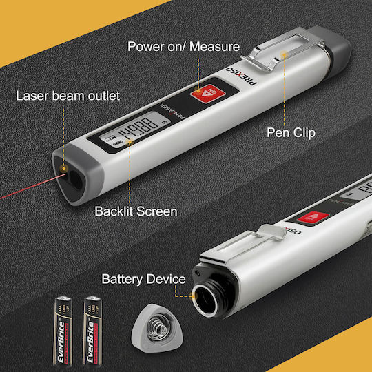 Prexiso Μέτρο Laser P15P με Εύρος Μέτρησης 0.05m-15m