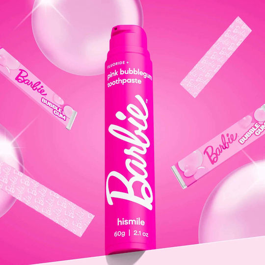 Pastă de Dinți cu Fluor Aromă de Gumă de Mestecat Barbie Roz Gumă de Mestecat Hismile 60 g