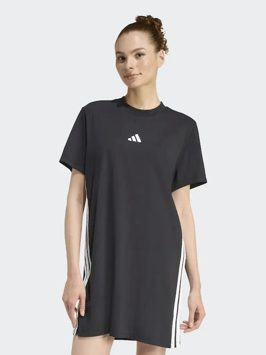 Essentials 3-stripes Καλοκαιρινό Mini Αθλητικό Φόρεμα T-shirt Κοντομάνικο Black/white