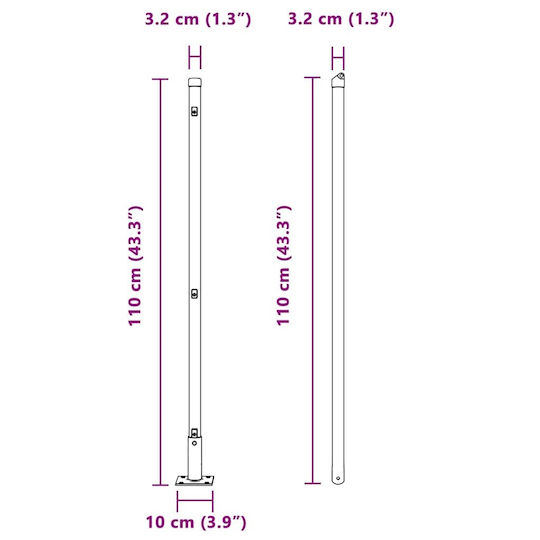 vidaXL Στύλος Περίφραξης Κήπου από Ατσάλι 3.2x110εκ. 13τμχ Ασημί