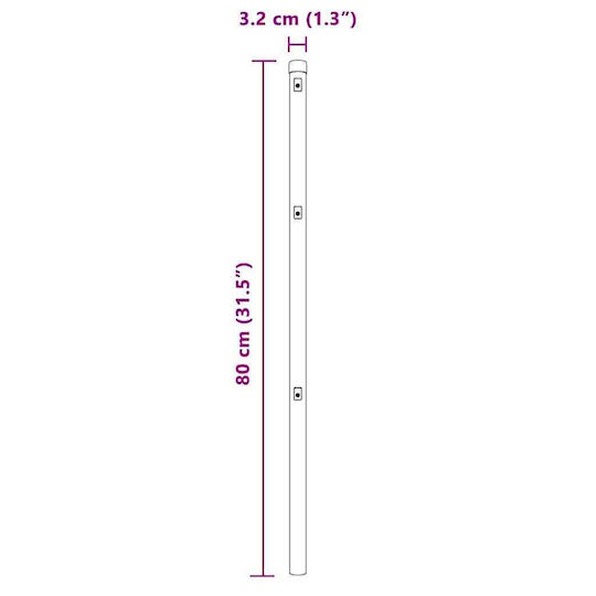 vidaXL Στύλος Περίφραξης Κήπου από Ατσάλι 3.2x80εκ. 7τμχ Ασημί
