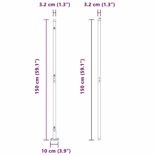 vidaXL Στύλος Περίφραξης Κήπου από Ατσάλι 3.2x150εκ. 13τμχ Γκρι