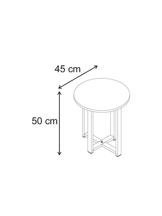 Round Side Table Mesa Wooden Sapphire Oak W45xL45xH50cm